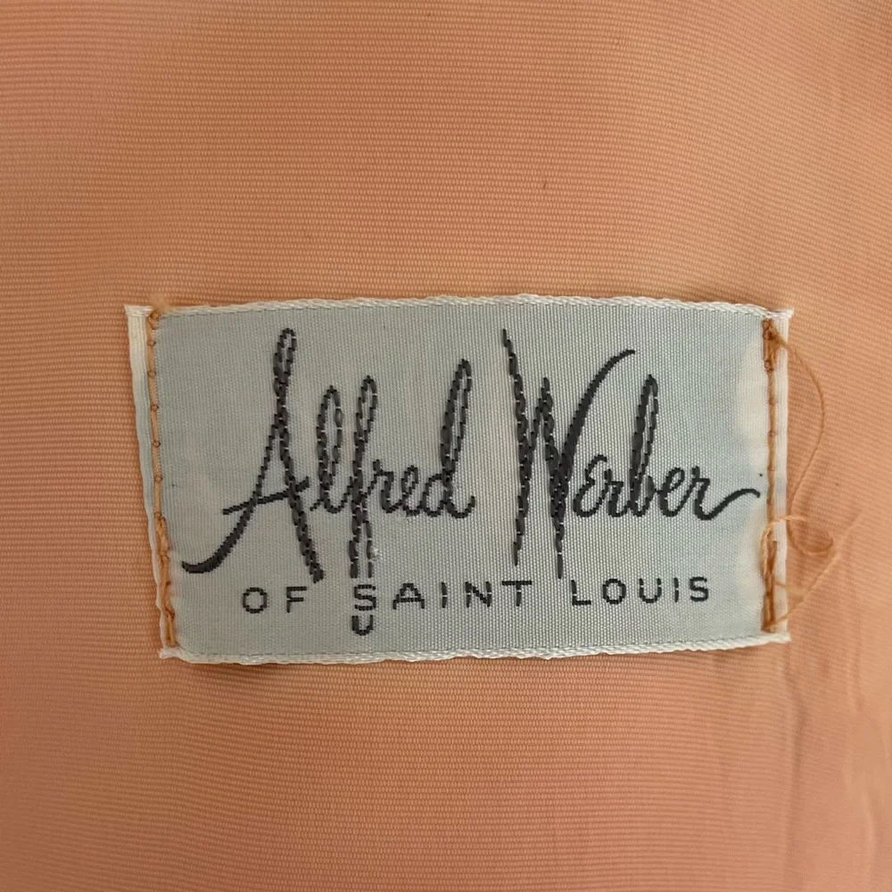 Bespoke Vintage Orange Shantung Silk Dress with Embellished Neckline - Picture 5 of 10